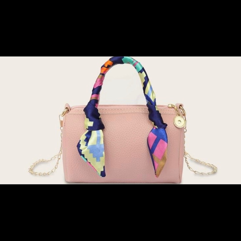 Chain strap twilly scarf satchel Bag